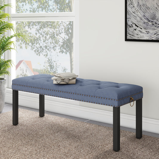 Jabra Velvet Upholstered Bench - Blue