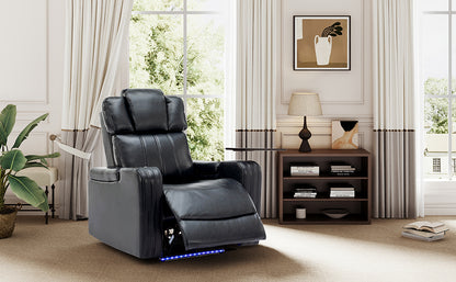 Xavier PU Leather Power Recliner - Blue