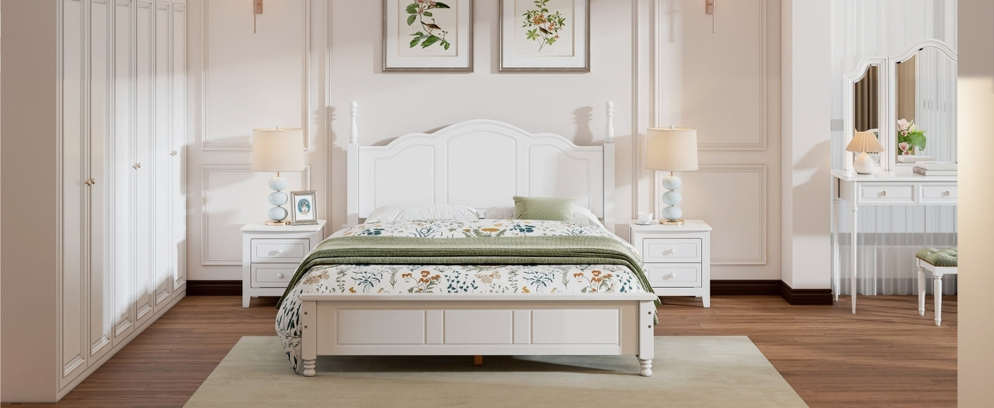 Quarto Full Size Wood Platform Bed Frame - White