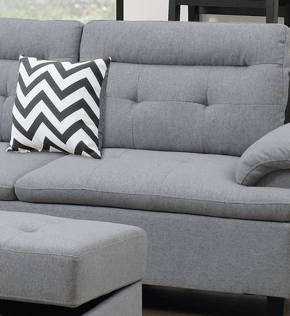 Lar Sectional Fabric Sofa w Ottoman - Gray