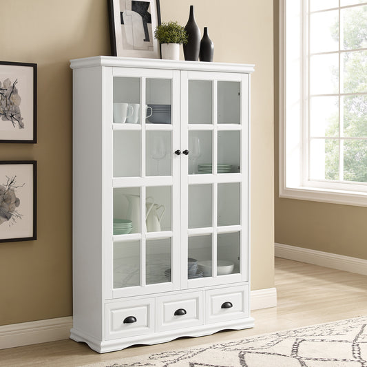 Seno Tempered Glass Doors Curio Cabinet - White