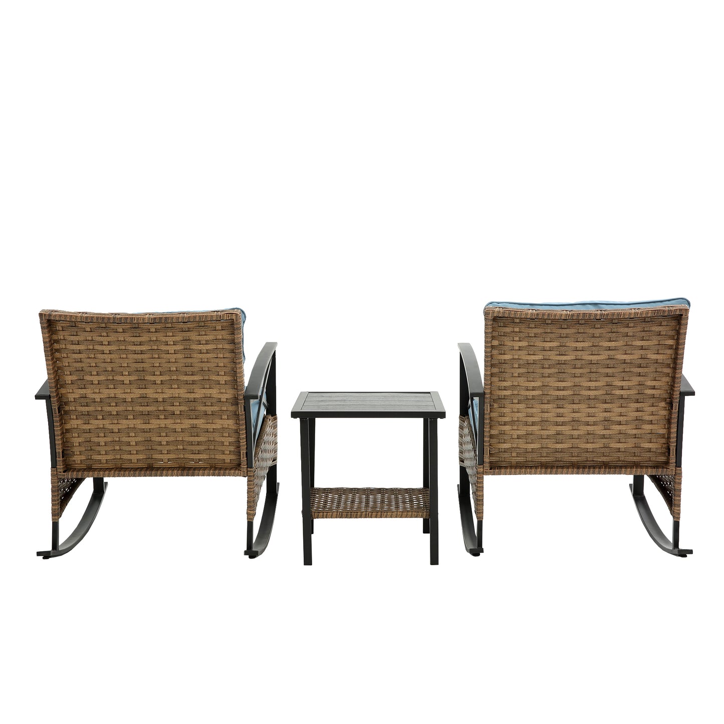 Stearns 3 Pc Rocking Rattan Set - Blue