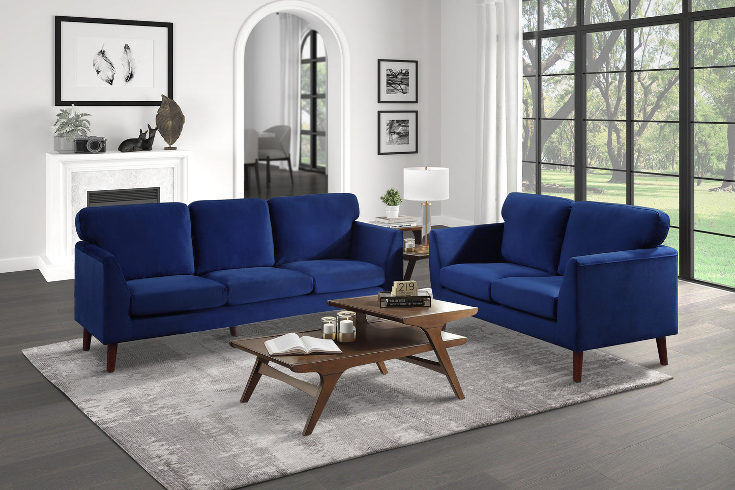 Darcy Velvet Loveseat - Blue