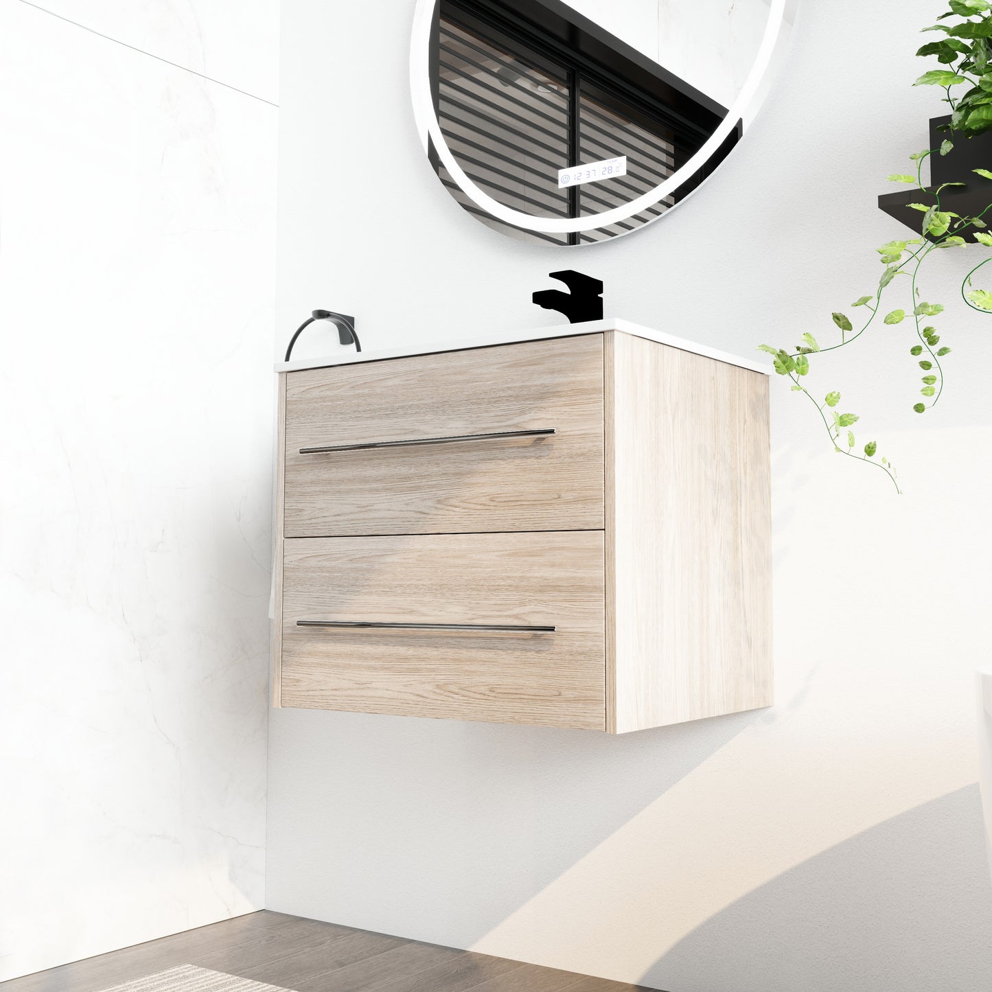 24 Inch Elegant Wall Mounted Bathroom Vanity