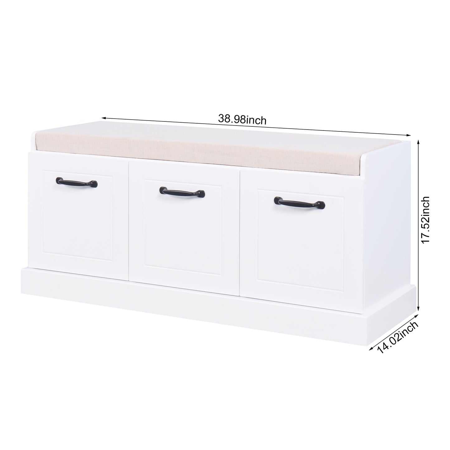 Wooden Shoe Storage Bench with White Cushion