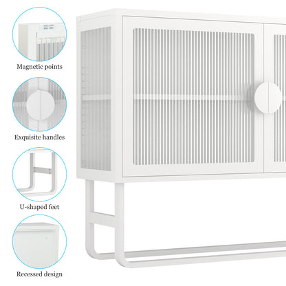 Tempered Glass Cabinet Credenza - White