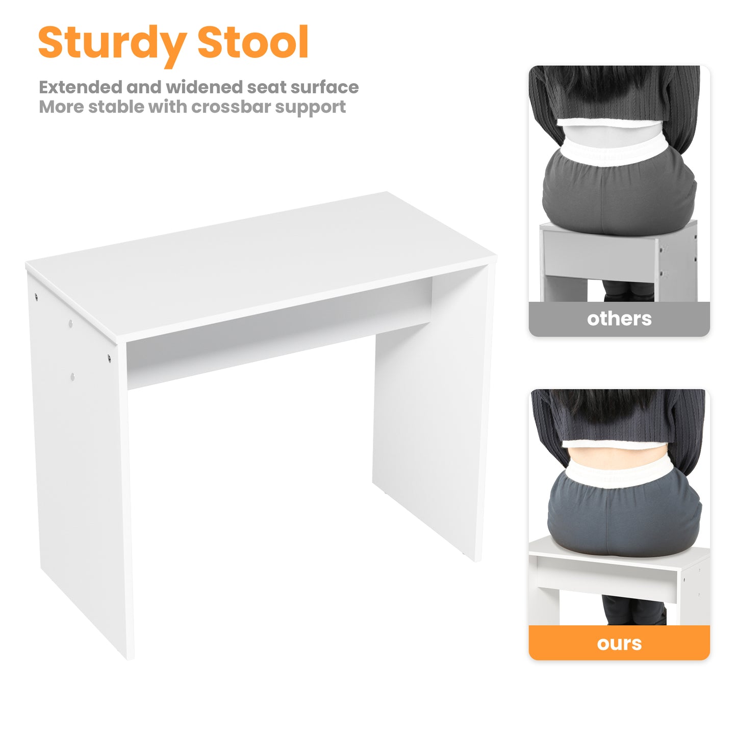 Brooks II Vanity Desk Set With LED Lighting Mirror - White