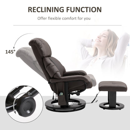 Harvey 360° Swivel Massage Recliner Chair with Ottoman - Brown