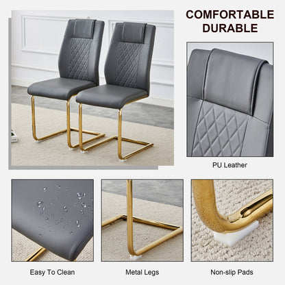 Skye Dining Chair Golden Metal Leg (Set of 6) - Gray