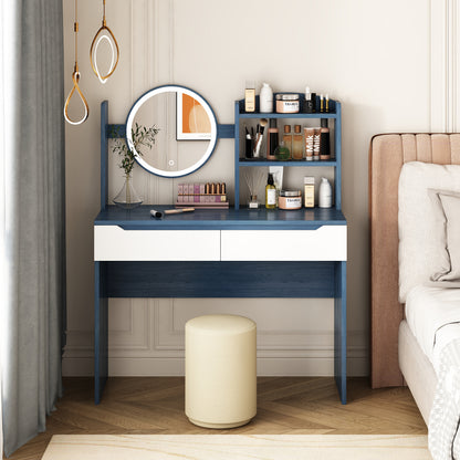 Anita Vanity Desk with HD Mirror - Blue