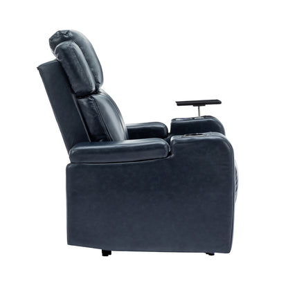 Xavier PU Leather Power Recliner - Blue