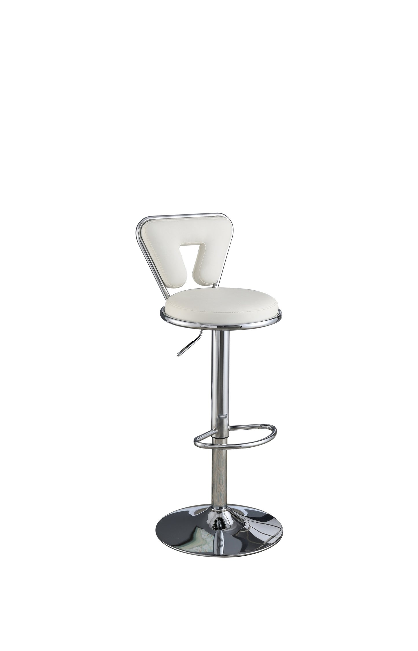 Vita Adjustable Bar stool  Faux Leather Chrome Base - White  Set of 2