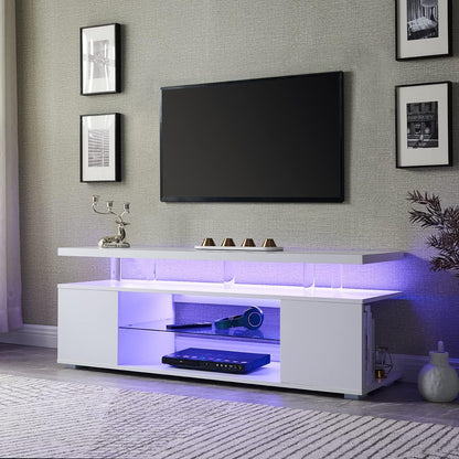 Pulse TV Stand Entertainment Center for 70 Inch TV - White