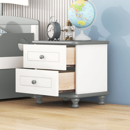 Kaito Wooden Nightstand - White+Gray