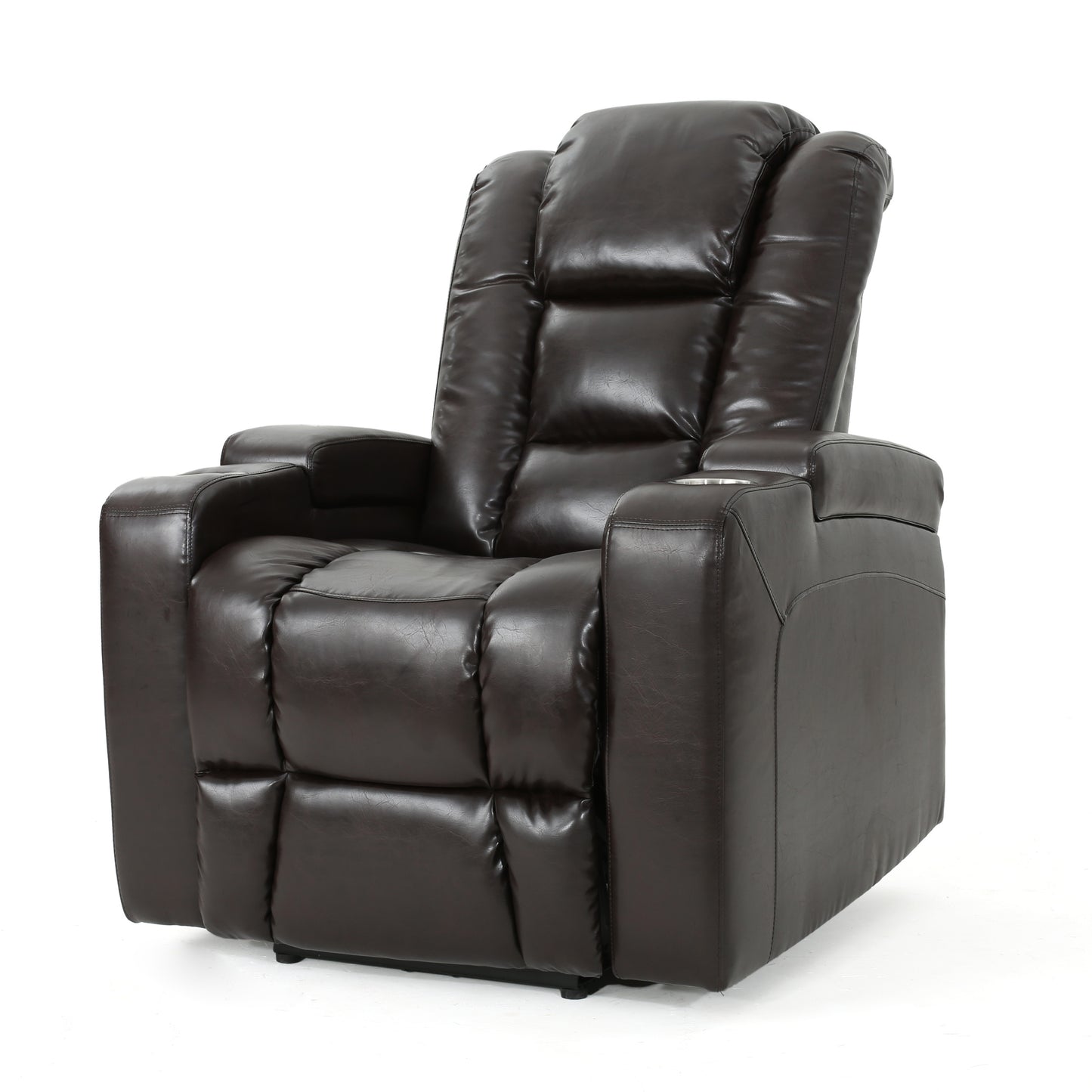 Mylah Recliner Chair PU with Arm Storage with USB - Brown