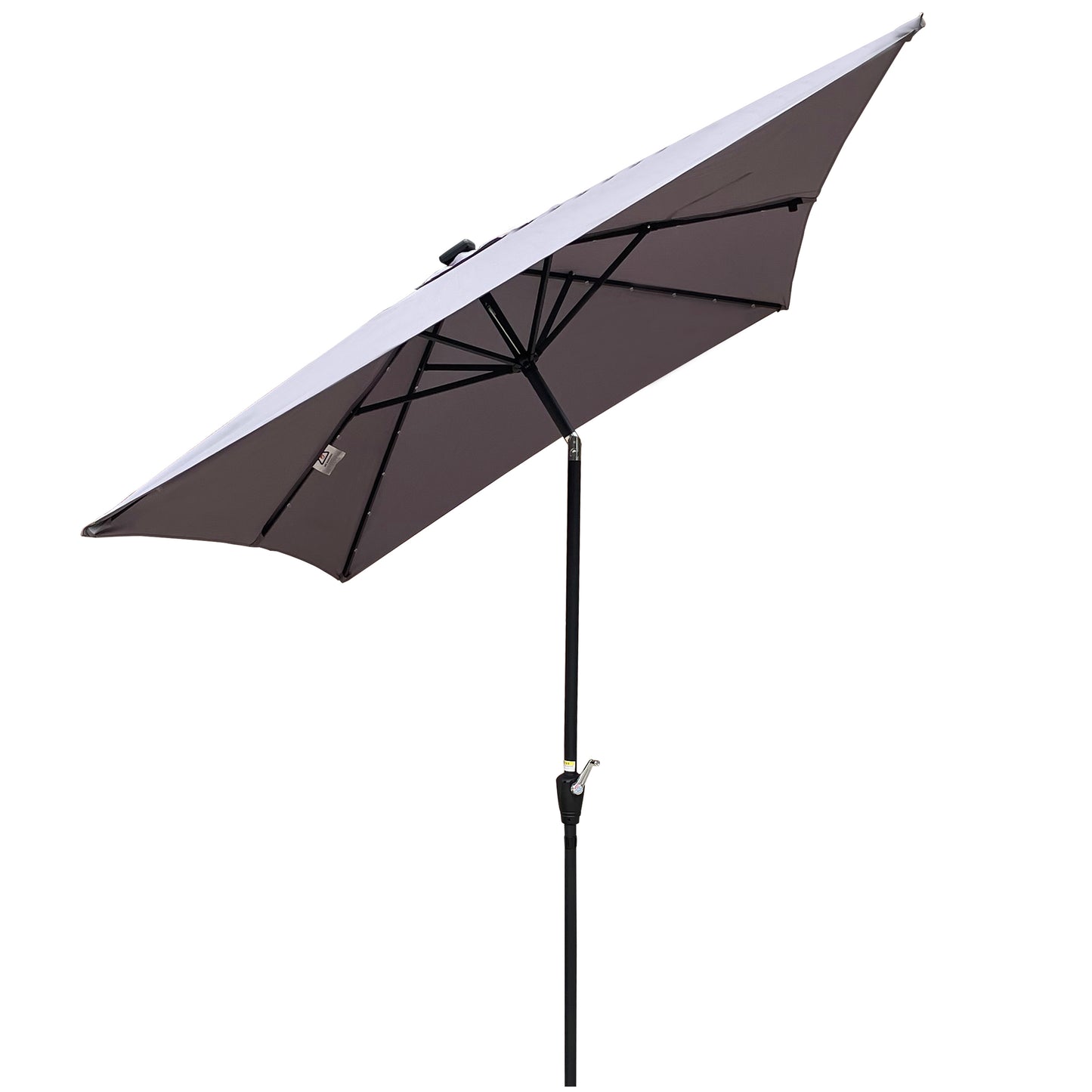 Joya 10 x 6.5 ft Patio Solar LED Umbrellas  with Crank - Light Gray