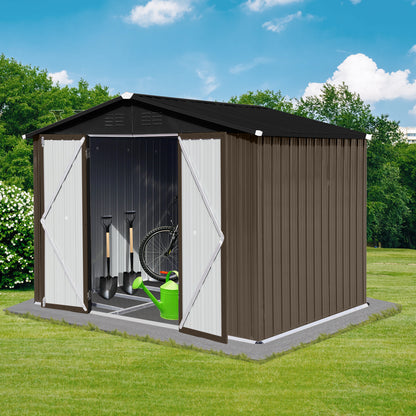 Homer 6 X 8 ftMetal Garden Sheds Outdoor Storage - Brown+Black