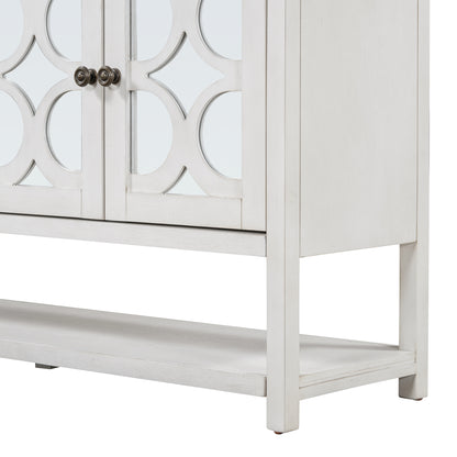 Stasia Sideboard Buffet with Mirrored Doors - Antique White