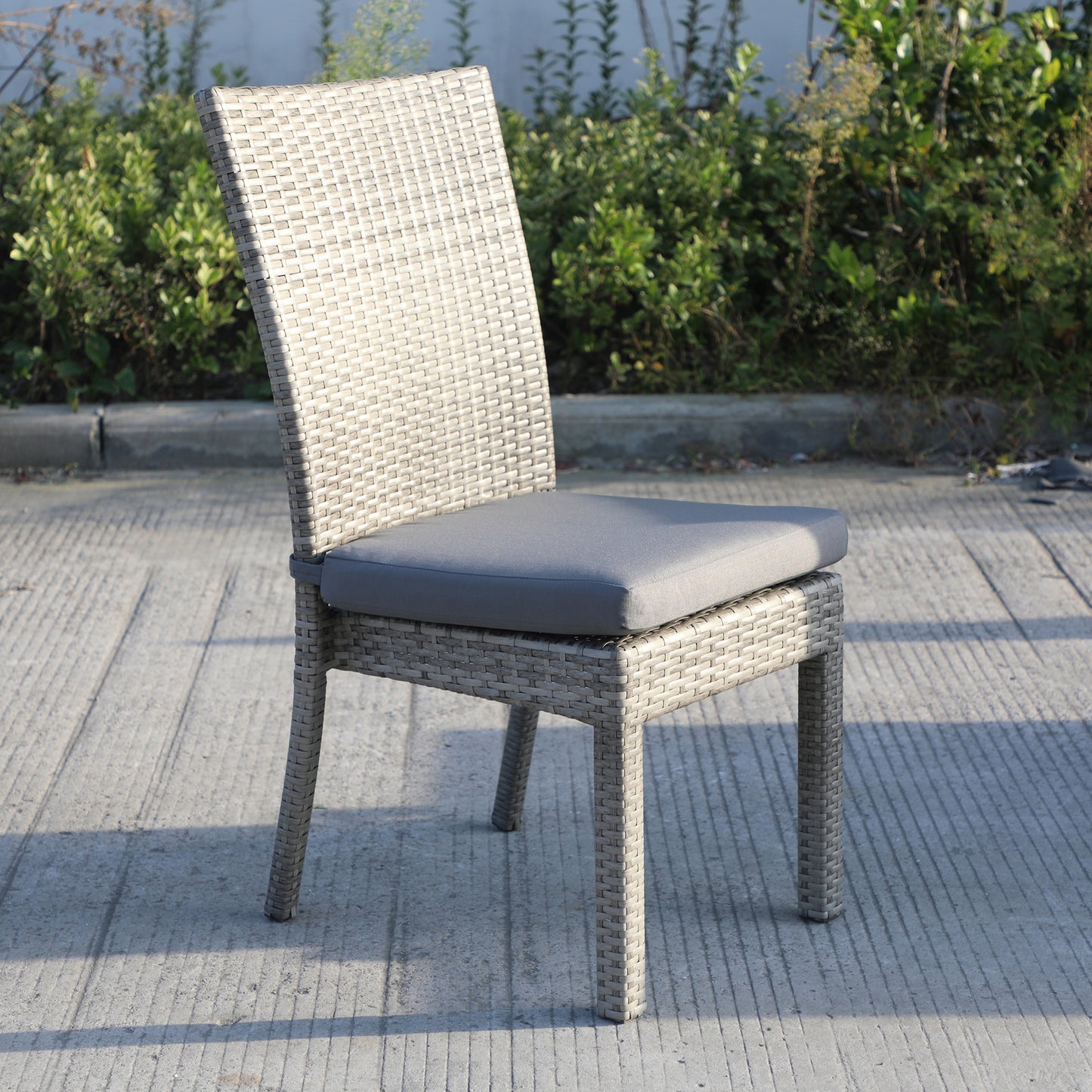 Aaron Outdoor Wicker Dining Chairs With Cushion (Set of 8) - Gray/Dark Gray