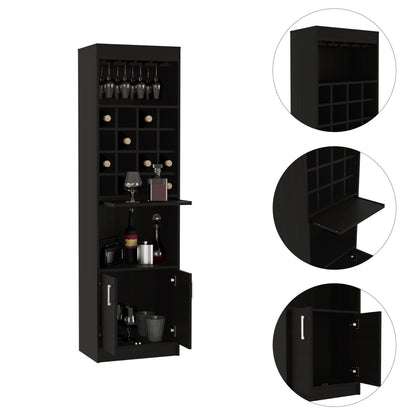 Wolcott 16-Bottle 1-Shelf Bar Cabinet - Black