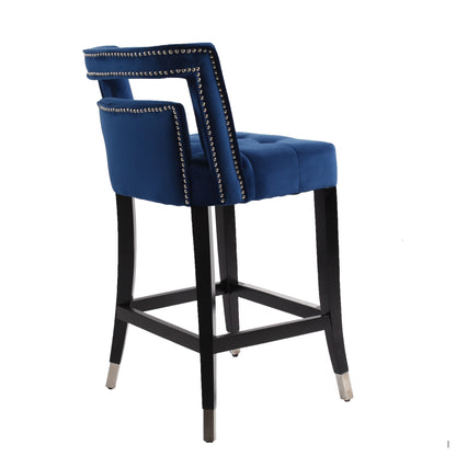 Xavier Suede Velvet Counter Height Stools - Navy Blue Set of 2