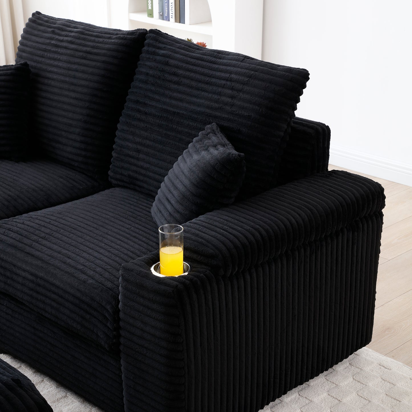 Brianna Loveseat with Ottomans - Black