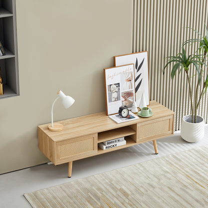 Rattan TV Stand with Storage - Natural