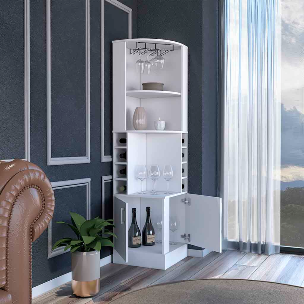 Nikita Corner Bar Cabinet - White