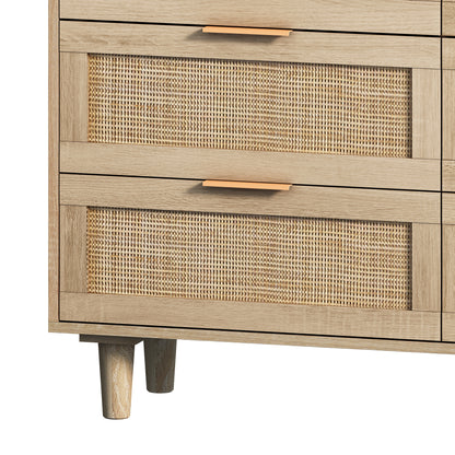 Tero 6 Drawers Rattan Cabinet - Natural