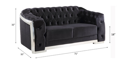 Pyroden Velvet Loveseat - Black