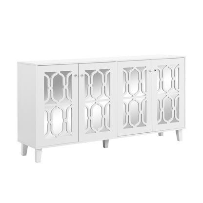 Hynes 4-Door Mirror Buffet Cabinet - White