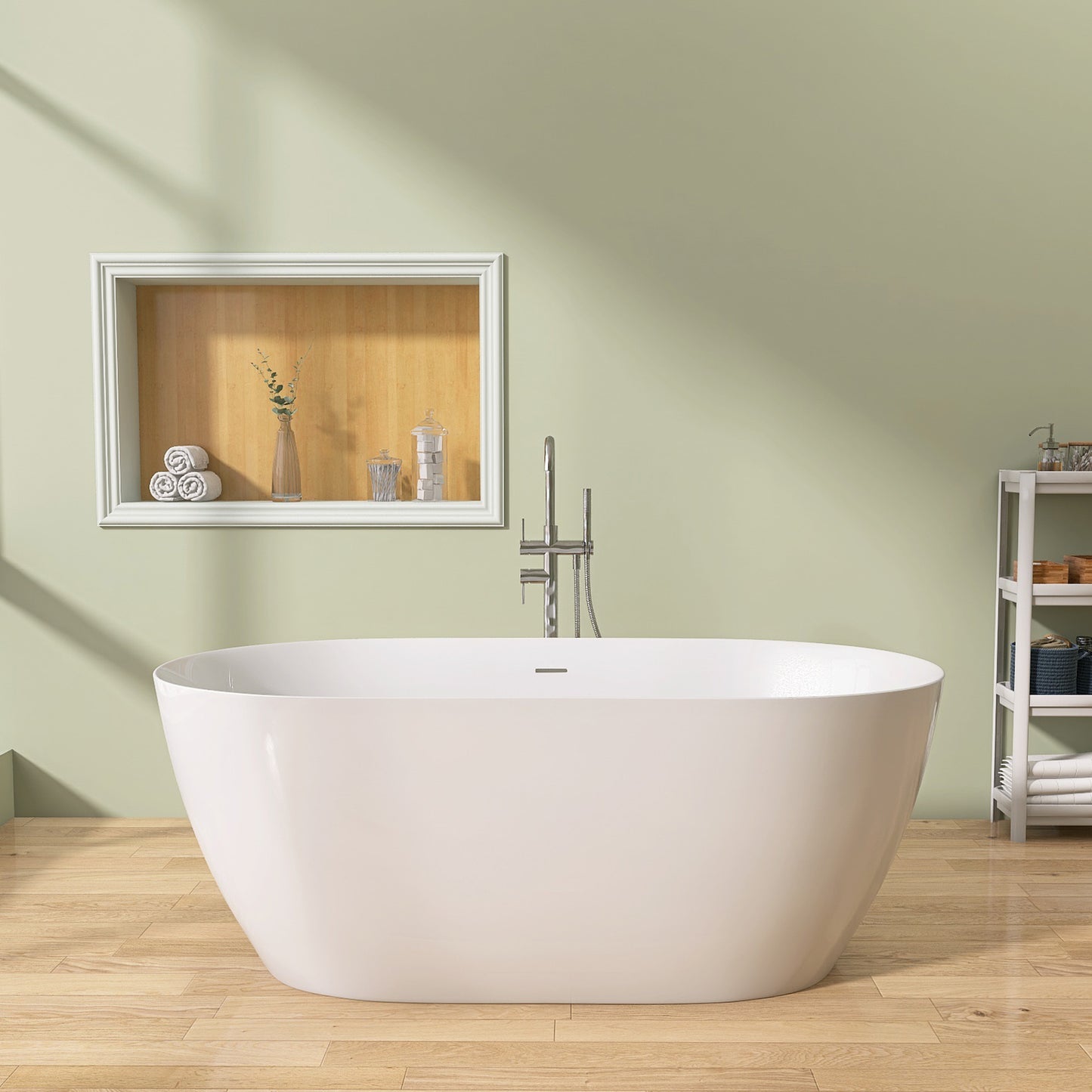 Nuvo 51" Acrylic Free Standing Oval Shape Soaking Tub - Gloss White