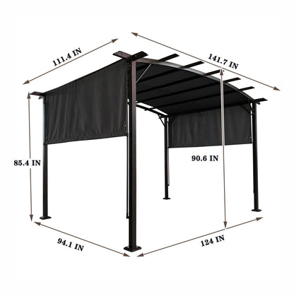 Manson 12 x 9 ft Outdoor Retractable Pergola - Gray