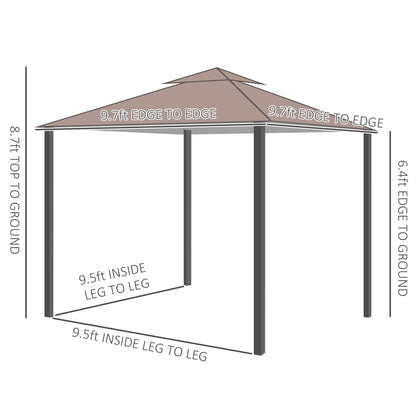 Caruso 10 x 10 ft  Gazebo Canopy Shelter  with Double Vented Roof - Brown