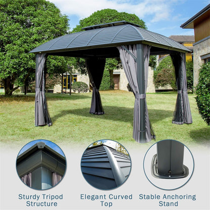 Nilla 10 X 12 ft Outdoor Hardtop Gazebo - Black