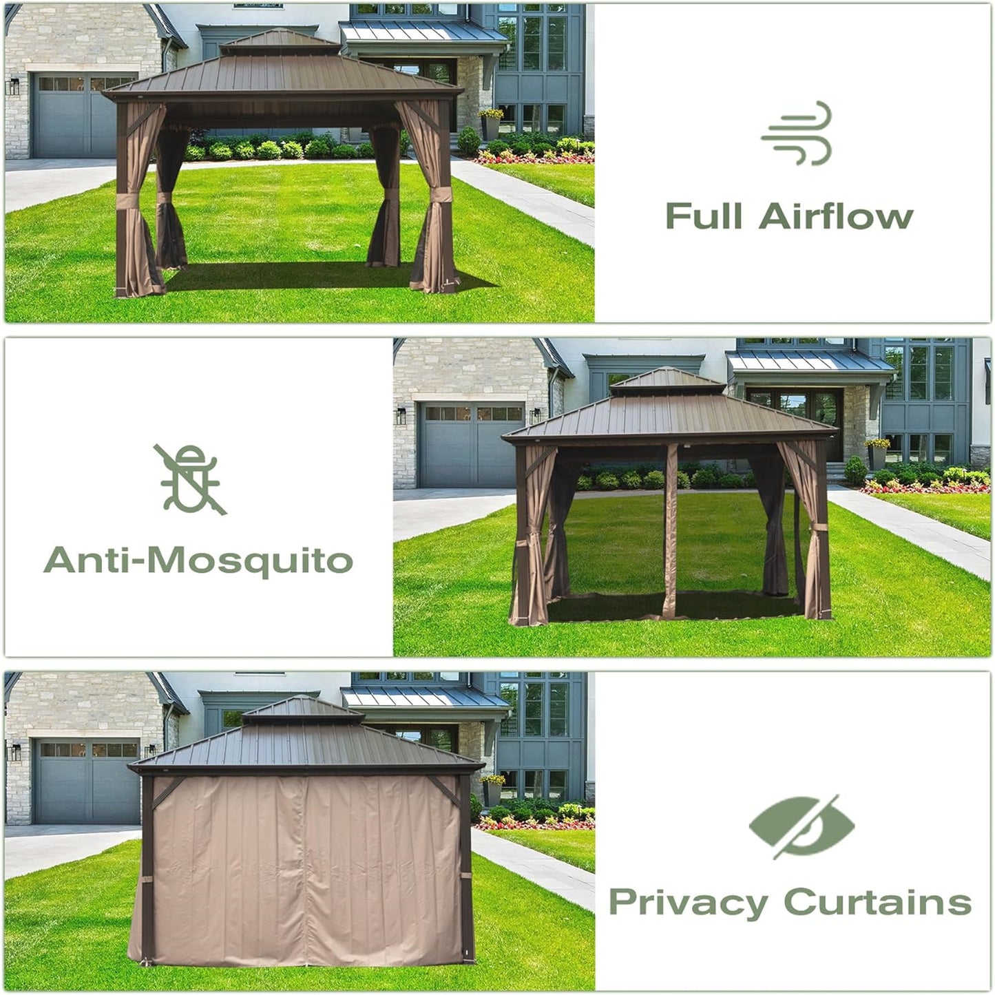 Genesis 12 X 14 ft Hardtop Gazebo - Brown