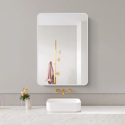 Luxo Vanity  White Metal Framed  Bathroom Medicine Cabinet with Mirror