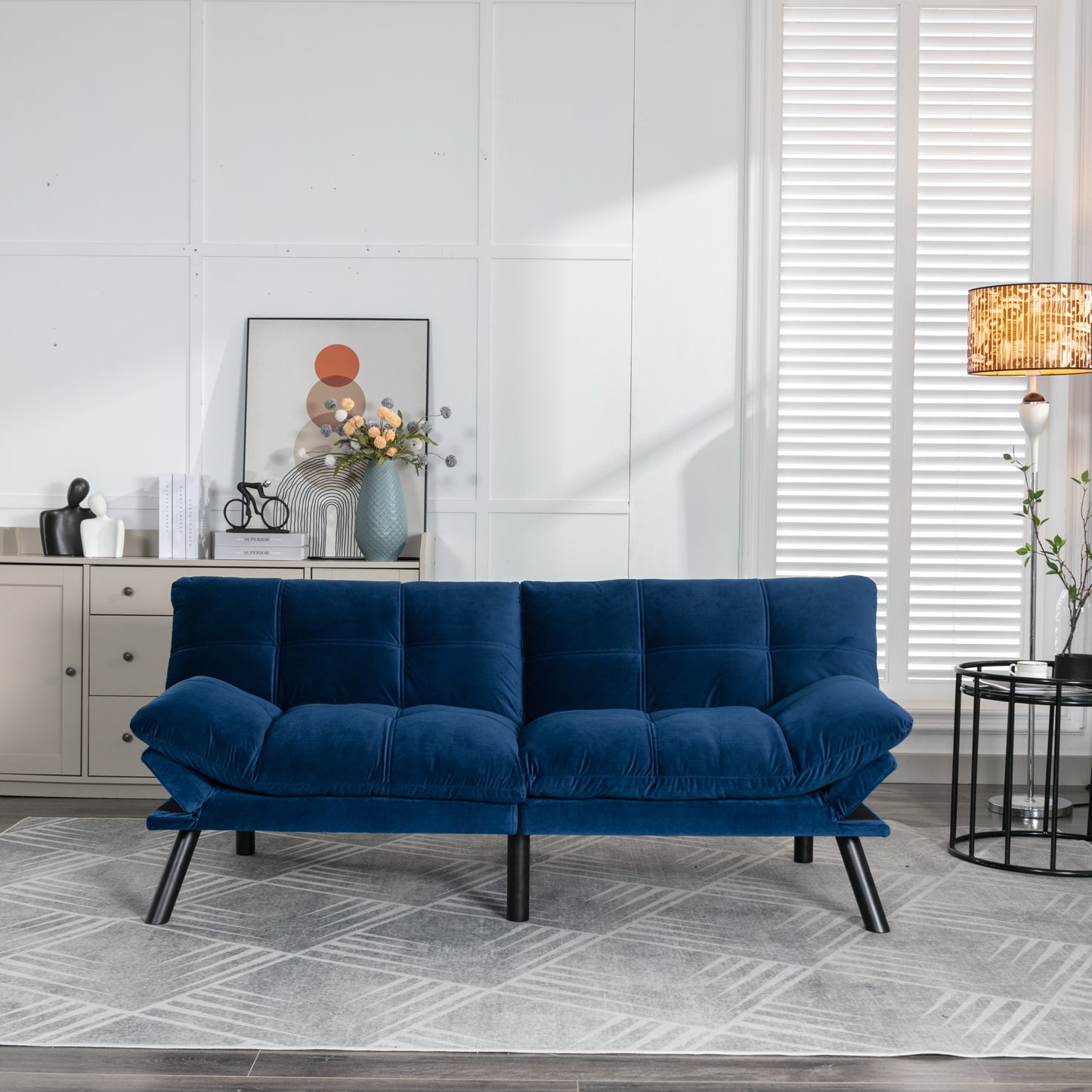 Vega Convertible Folding Modern Sofa Bed - Navy Blue