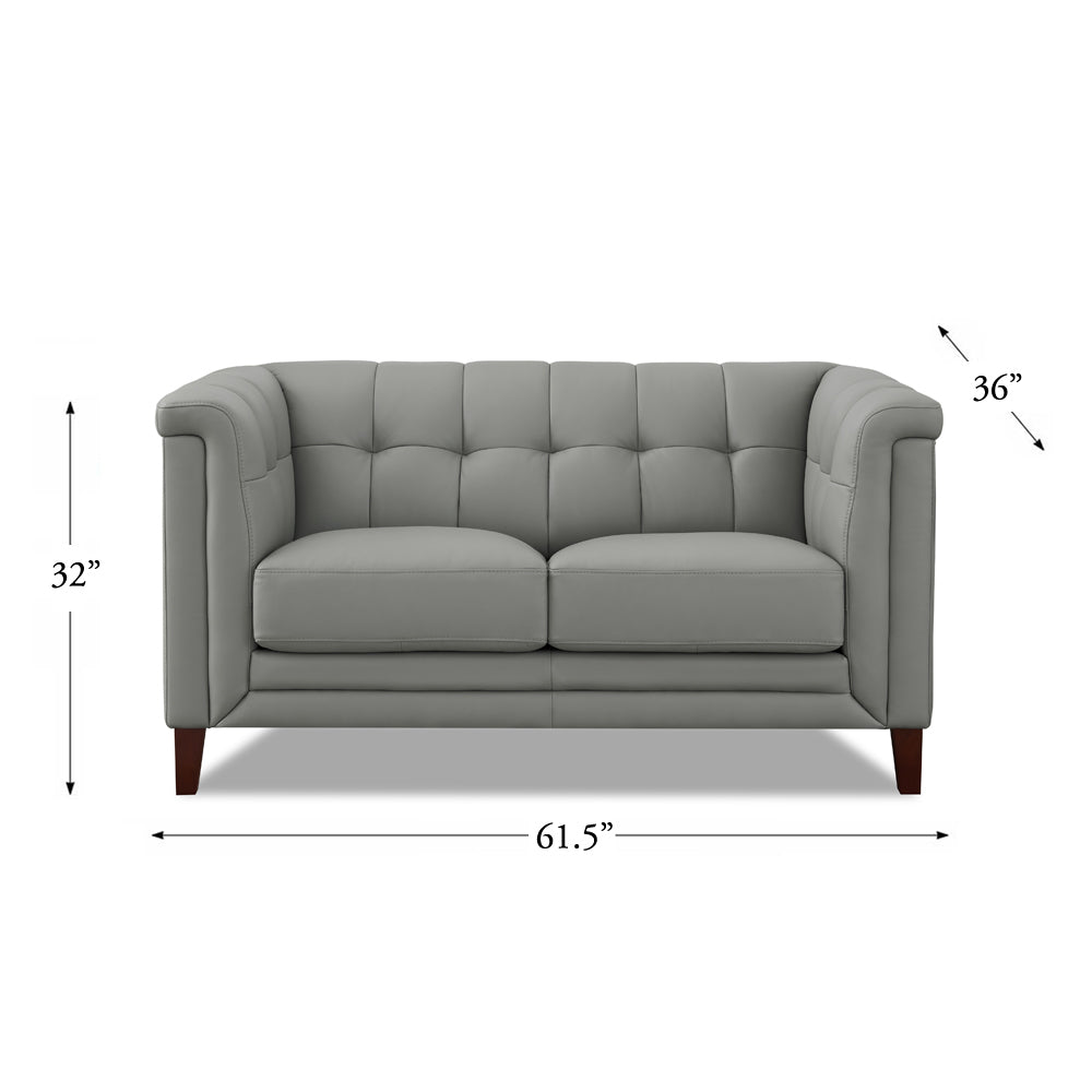 Arvo Leather Loveseat - Gray