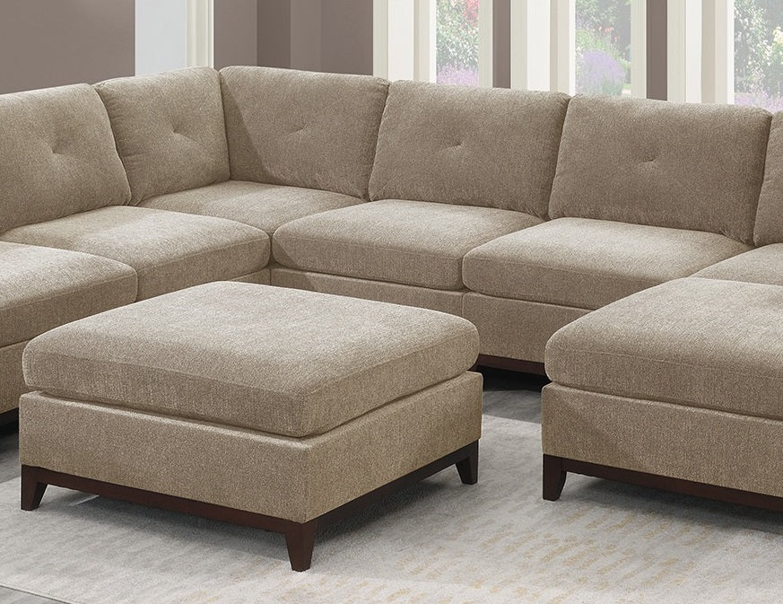 Khal Camel Chenille Fabric Modular Sectional 9pc Set  3x Corner Wedge 4x Armless Chairs and 2x Ottomans