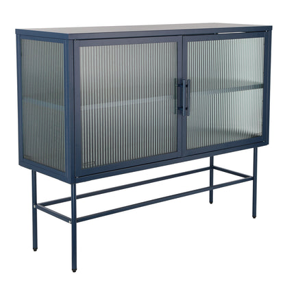 Pratt II Double Door Tempered Glass Sideboard - Blue