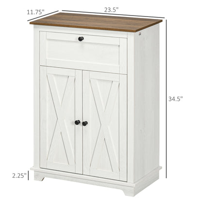 Farmhouse Barn Door Accent Cabinet - White