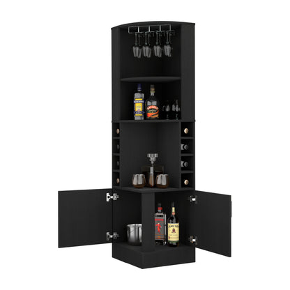 Wenzel 8-Bottle 2-Shelf Bar Cabinet - Black