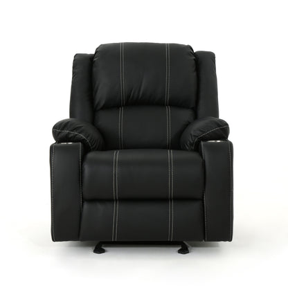 Aviana Glider Recliner Chair with Cup Holders - Black