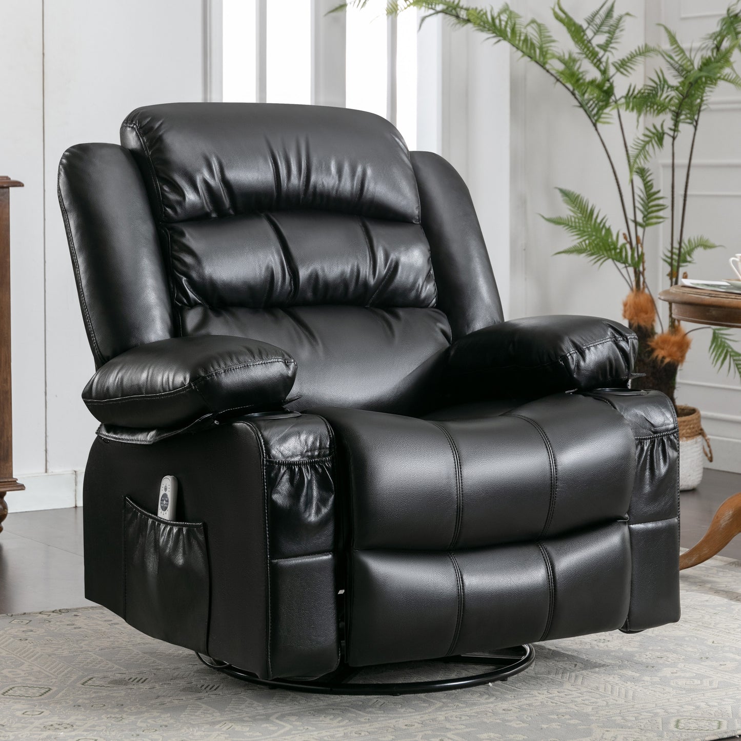 Harris Swivel Rocker Recliner Chair with Vibration Massage and Heat - Black