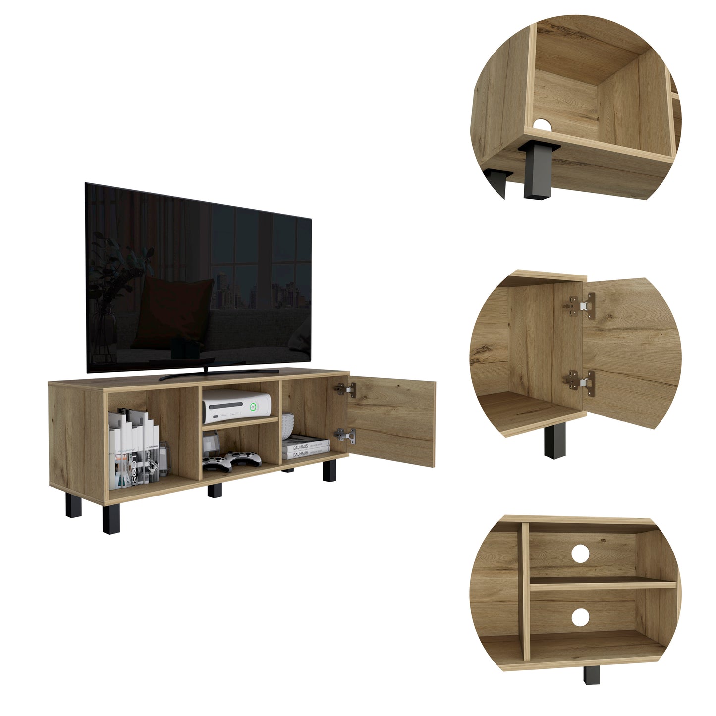 Harrison 3-Shelf Rectangle TV Stand - Light Oak