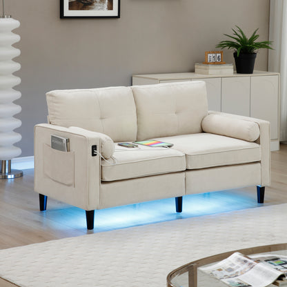 Loveseat Couch with LED Lights - Beige