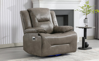 Meyer 360° Swivel and Rocking Manual Recliner Chair with a LED - Gray