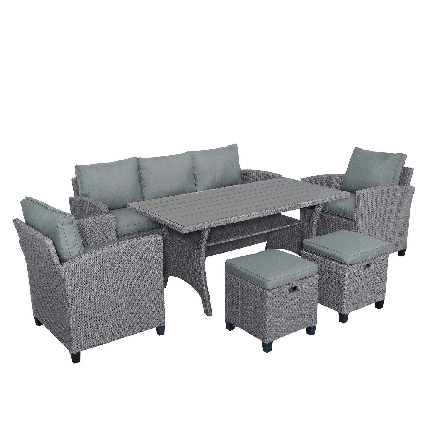 Matson 6 Pc Patio Rattan Wicker Set - Gray