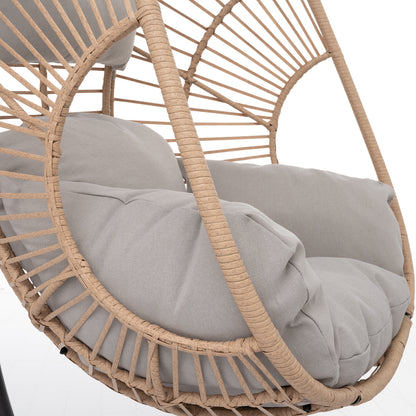 Beebe Wicker Swing Chair With Stand - Beige